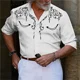 thumbnail image 1 of Nueva camisa estampada de estilo occidental para hombre, con estampado de flores, para exteriores, de manga corta, ropa de calle de moda 2024, 1 of 6