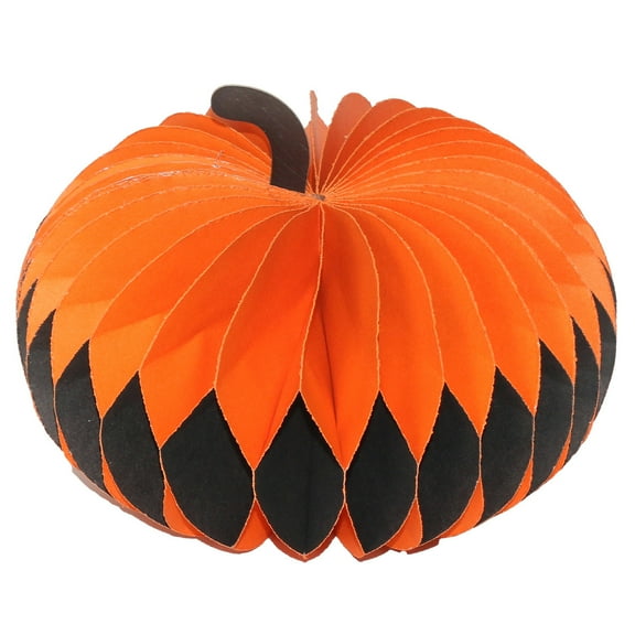 Briarwood Lane Orange Black Pumpkin Honeycomb - Large Magnetic Paper Decor - 7 x 9.5