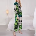 thumbnail image 3 of Fuzoiu Skull and Palm Leaves Print Women's Long-Sleeved Pajama,Lounge Button Down Nightwear,Womens Notch Collar Pajama Set-Medium, 3 of 7