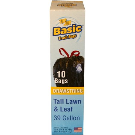 Transparent Leaf Bag - (Pack of 2) Top Job Basic Drawstring Tall Lawn & Leaf Bags, 39 Gallon, 10 Count