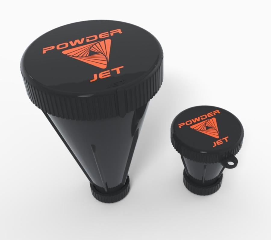 Black 2 sizes 3-in-1 Protein Funnel Powder Device, Protein Powder Containers to Go, and Powder Mixer, Tight-Lock Containers for Protein Powder and Pre Workout Powder, Pack of 2, 150cc and 25cc, Black