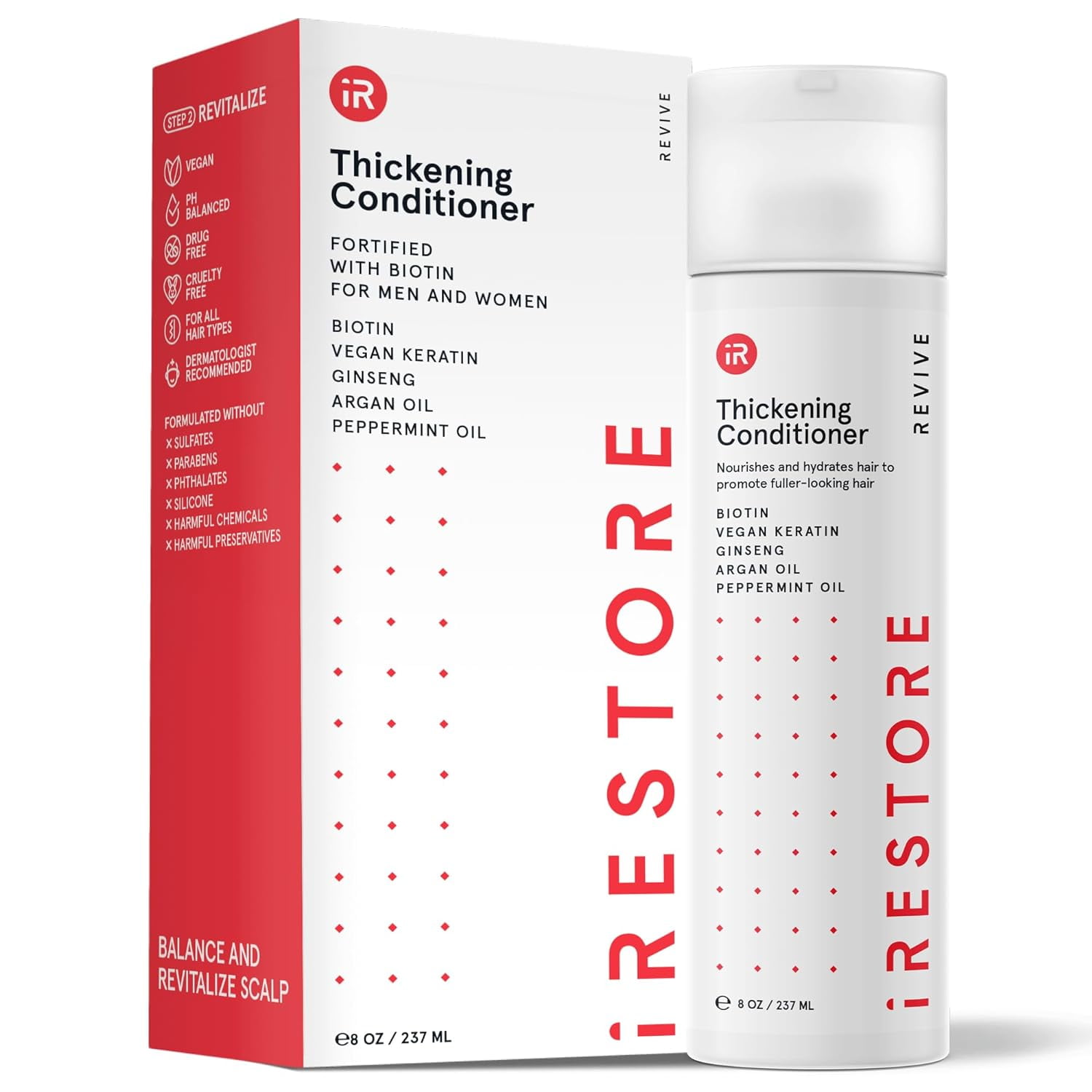 iRestore Biotin Hair Conditioner for Damaged Dry Hair - Biotin Conditioner for Fine Hair Growth, Volumizing Thickening Conditioner with Ginseng & Argan Oil to Moisturize, Pair With Hair Loss Shampoo