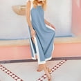 thumbnail image 6 of Off the Shoulder Sweatshirt Suit Set 2 Piece Sets for Women Sleeveless Maxi Dress Matching Shorts Color Block Loose Long Tops Travel Outfits Light Blue S, 6 of 9