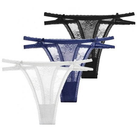 

Xmarks Sexy Low Rise Women Panties G-String T-Back Lace Thongs - Ultra-Soft and Breathable Lace Tulle See Through Comfortable Panties(3-Packs)