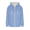 thumbnail image 6 of OGLCCG Womens Sherpa Lined Stripd Hooded Jacket Zip Up Fuzzy Fleece Shacket Jacket with Pockets Casual Winter Warm Thermal Outwear,S,Blue, 6 of 6