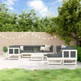 thumbnail image 1 of vidaXL 10 Piece Garden Lounge Set with Cushions White Solid Wood, 1 of 5