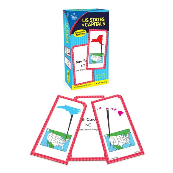 Tarjetas didácticas Carson Dellosa States and Capitals para niños mayores de 8 años