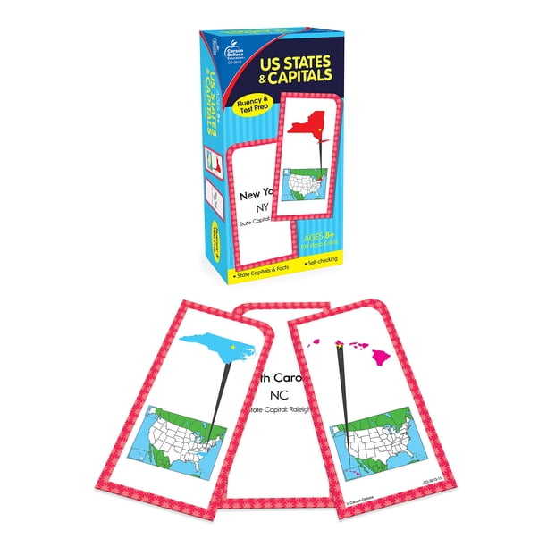 Tarjetas didácticas Carson Dellosa States and Capitals para niños mayores de 8 años
