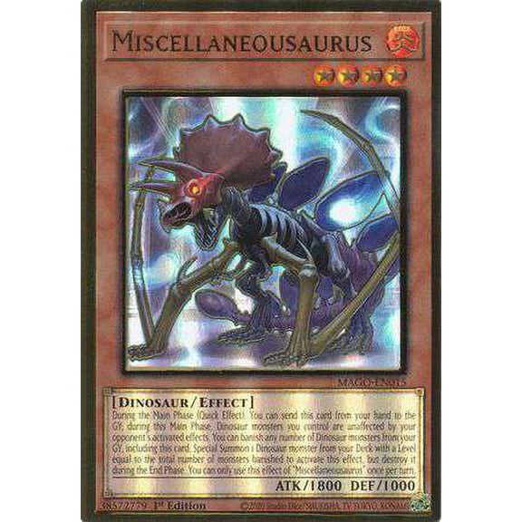 YuGiOh Maximum Gold Premium Gold Rare Miscellaneousaurus MAGO-EN015
