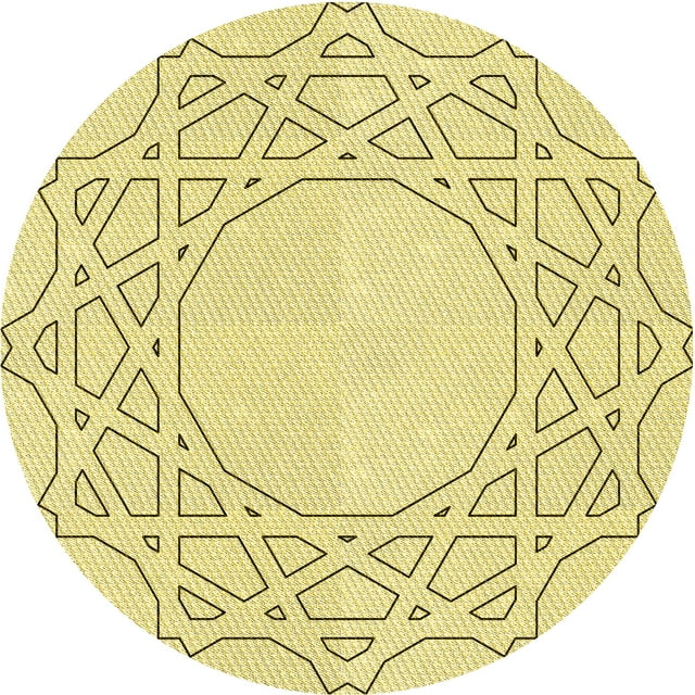 Ahgly Company Tapis d'Intérieur Rond Lavable en Machine Jaune Maïs Transitionnel, 5 Pieds Rond