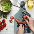 thumbnail image 3 of United States Cutting Board, San Francisco Bridge and Cityscape Metropolis Financial District, Tempered Glass Cutting and Serving Board, Wine Bottle Shape, Pale Blue Orange White, by Ambesonne, 3 of 5