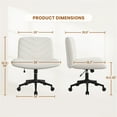 thumbnail image 2 of Yaheetech Fabric Rolling Armless Home Office Chair with Extra Wide Seat, Beige, 2 of 7
