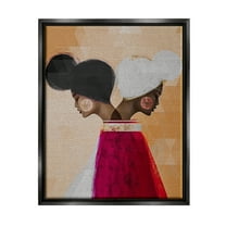 Modern Twin Girl Collage Abstract Graphic Art Jet Black Framed Art Print Wall Art