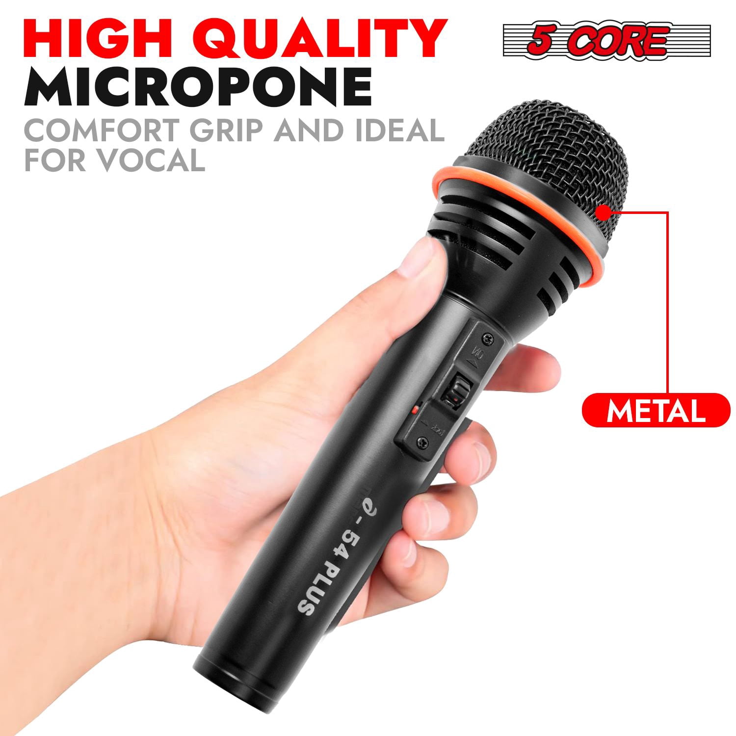 Dynamic Microphone Wired Handheld XLR Mic with On/Off Switch, Built-in Pop Filter, 80Hz-12kHz Frequency Response, for Karaoke Singing Studio Recording Live Performance Public Speaking Podcasting