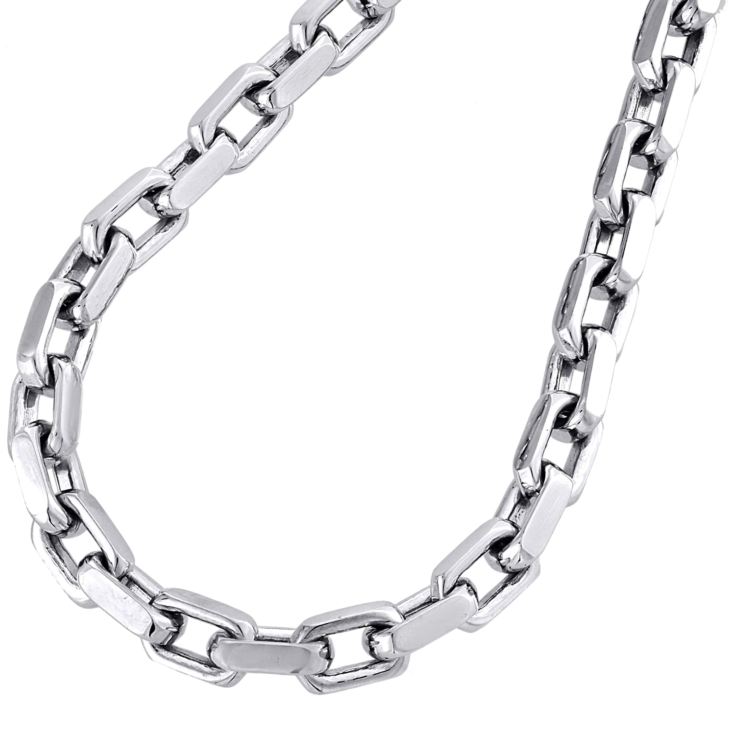 14K White Gold Solid Handmade Rectangle Square Link Chain 5.75mm