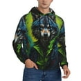 thumbnail image 2 of Pofeuu Realistic Style Wolf Warrior Print Mens Casual Hooded Collar Drawstring Hoodies Pullover Sweatshirts Casual Long Sleeve Shirts-XX-Large, 2 of 7