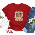 thumbnail image 2 of Hauts d'Été Grande Taille pour Femmes, T-shirt Imprimé Lapin Col Rond, Blouse Décontractée à Manches Courtes, Col en V, en Solde, 2 of 4