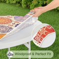 thumbnail image 5 of Boho Floral Pattern Tablecloth with Elasticized Edge, Secure Fit for Round Tables 52-56 Inches, Washable Fabric for Decor, 5 of 7