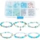 thumbnail image 1 of 1 caja con 6 juegos de pulseras oceánicas para hacer pulseras hawaianas de verano, tobilleras con cuentas de animales marinos, cuentas de vidrio azul y conchas marinas., 1 of 6