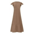thumbnail image 4 of Kureaily Women's Solid Color Round Neck Pleated Dress With Pockets, 4 of 4