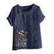 thumbnail image 4 of Vestidos Casuales Para Mujer, Blusas De Mujer De Moda Blusa informal de lino con botones y manga corta estampada para mujer, 4 of 4