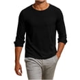 thumbnail image 3 of Horkkom Long Sleeve Shirts for Men Crew Neck Breathable Lightweight T Shirt Comfy Casual Solid Color Undershirts With Pocket XXL, 3 of 9