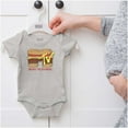 thumbnail image 5 of Retro MTV Cheese Burger Food Logo Romper Boys or Girls Infant Baby Brisco Brands NB, 5 of 6