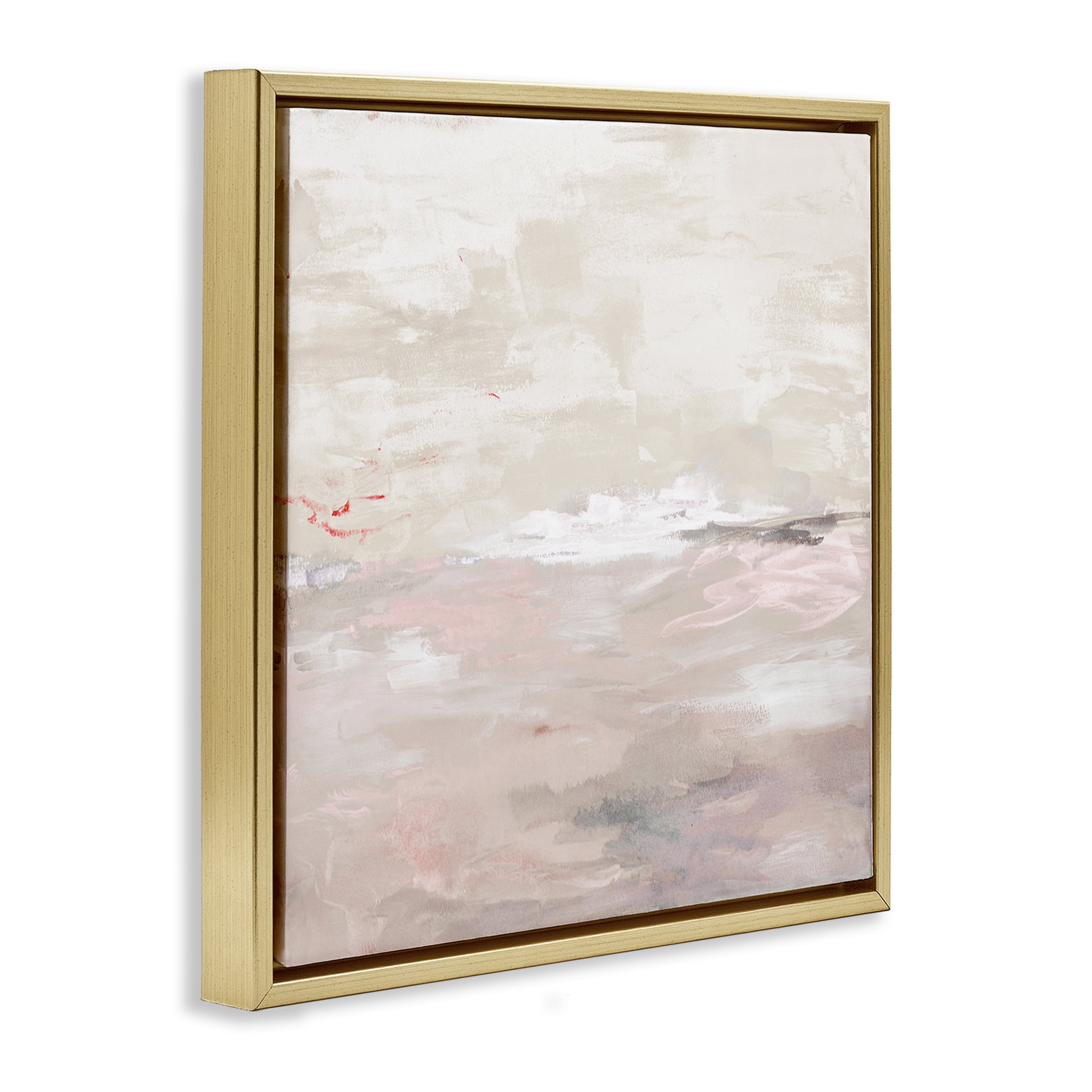 Stupell Industries Serenity Neutral Landscape Abstract Painting Gold Floater Framed Canvas Art Print Wall Art, 18 x 18
