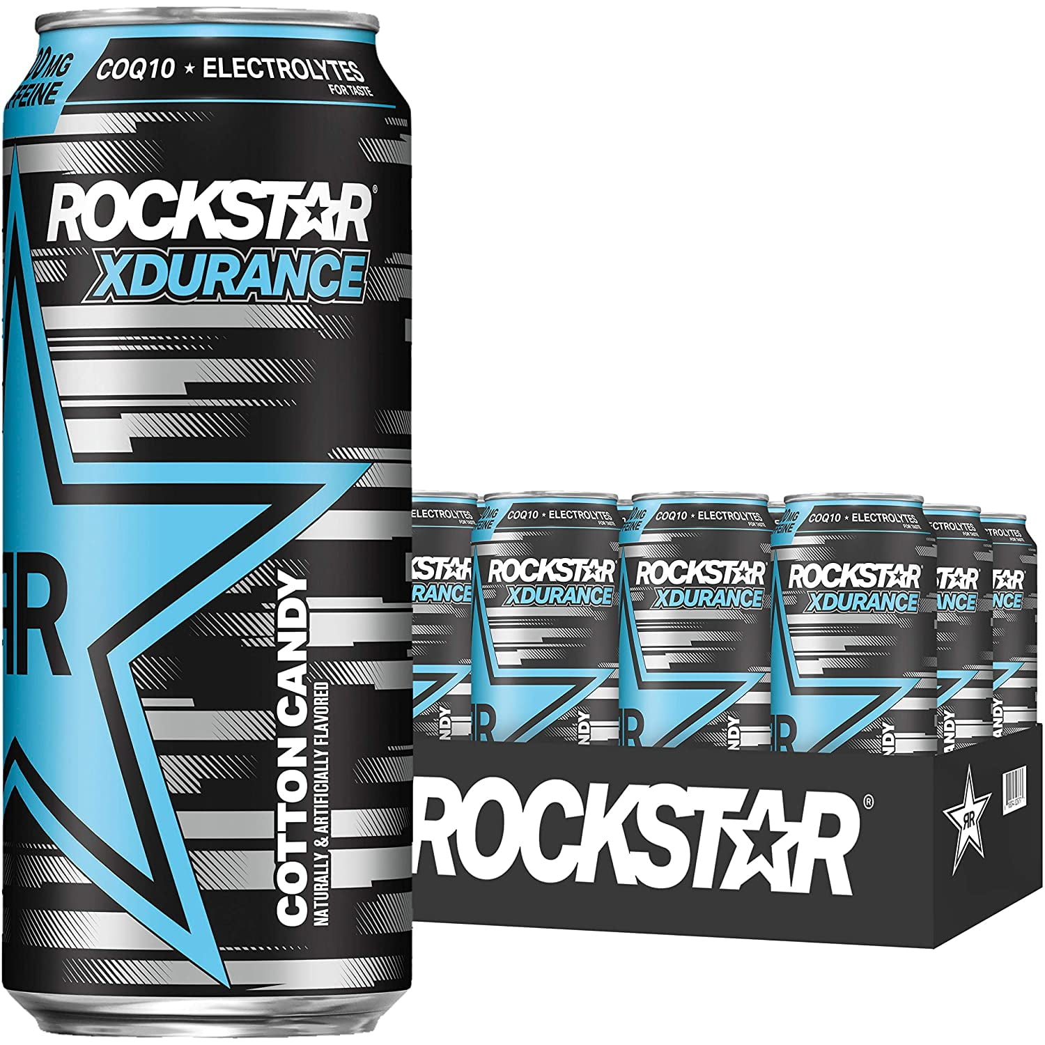 Rockstar Energy Drink Xdurance Cotton Candy 16 oz Cans, (12 Pack) (Packaging May Vary)