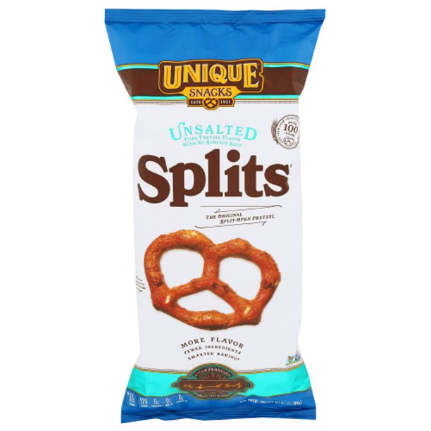 Unique Pretzels Pretzels Unsalted Splits, 11 Oz