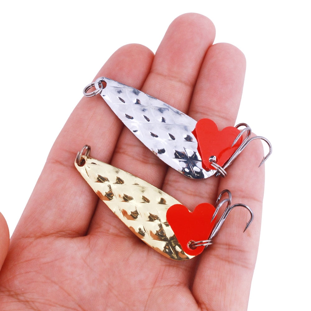 Fishing Lures,Fishing Spoons,Trout Lures,Bass Lures, HENGJIA 10PCS Hard Fishing Lures Jigging Bait with Treble Hooks,  1/4oz
