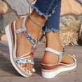 thumbnail image 4 of Espadrilles for Women Open Toe Wedge Sandals Boho Braided Band Beaded T-Strap 2026 Beach Vacation Shoes Silver Size 8.5, 4 of 9