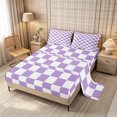 thumbnail image 2 of Homewish Timeless Gingham King Sheets 4pcs for Girls, Simple Grid Bedding, Lavender Purple,1 Fitted Sheet, 1 Flat Sheet and 2 Pillowcases, 2 of 6