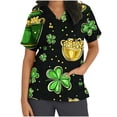 thumbnail image 3 of lcziwo St Patricks Day Scrub Tops for Women Fashion Letter Graphic Print Irish Shirts Short Sleeve V Neck Holiday Uniforms Medical Scrubs with Pockets Multicolor L Clearance, 3 of 6