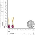 thumbnail image 2 of Gem Stone King 18K Yellow Gold Plated Silver Pink Created Sapphire and White Moissanite Dangle Earrings for Women with Lab Grown Diamond (2.49 Cttw, Oval 9X7MM), 2 of 3