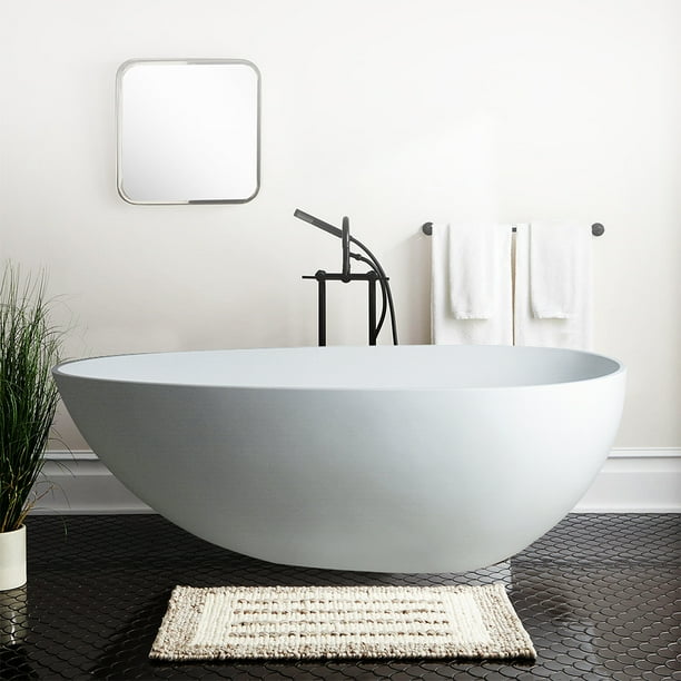 Vanity Art Flatbottom Freestanding Solid Surface Resin Stone Bathtub