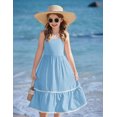 thumbnail image 3 of Arshiner Girls Spaghetti Strap Dress Tiered Cami Maxi Sundress with Pockets | Girls Summer Dresses for Kids 6-14 Years, 3 of 5