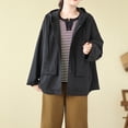 thumbnail image 2 of Women's Hooded Short Jacket Top Shirt Long Sleeve Solid Color Casual Loose Fit Lightweight Outerwear for Spring Fall | CSEONE,Black XL, 2 of 7