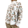 thumbnail image 3 of hirigin Women Loose Tops, Long Sleeve Stand Neck Leopard Print Casual Street Party Fall Shirt Knitting Pullover, 3 of 4