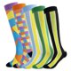 thumbnail image 1 of KAWELL Calcetines de compresión para mujeres y hombres, calcetines hasta la rodilla con soporte de 15-20 mmHg para correr, enfermería, atletismo,5 Pairs-Multicoloured e,Large-X-Large, 1 of 5