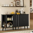 thumbnail image 4 of FANRAL 31.5" Wide Fluted Sideboard Buffet Cabinet with Sliding Door,Adjustable Shelves,Multi-Functional Storage Console for Kitchen Dining Room Living Room,Black Storage Cabinet, 4 of 7