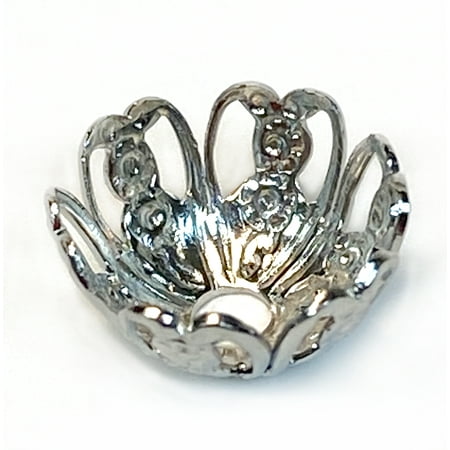 National Artcraft® Vintage 1980s Silver-Tone 10mm Filigree Bead Cap - (Set/25)