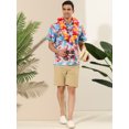 thumbnail image 3 of Lars Amadeus Camisas hawaianas de playa con botones y manga corta con estampado tropical de verano para hombre Azul rosado S, 3 of 6