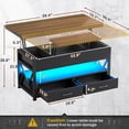 thumbnail image 2 of 40" Lift Top Coffee Table, 4 in 1 Multifunctional Coffee Tables with Storage for Living Room, Small Coffee Table with 2 Drawers & LED Light for Dining Room, Black & Brown, 2 of 7