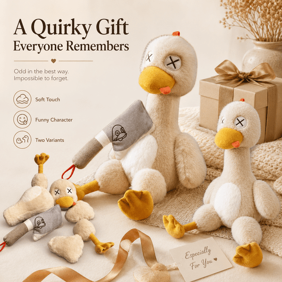 Magnetic Detachable Duck Plush, Reattachable Stuffed Duck with Hidden Magnets and Removable Legs, Cute Desk Shelf Fridge Decor Gift, 8.66 Inch, Multiple Options,Duck with Plush Cleaver