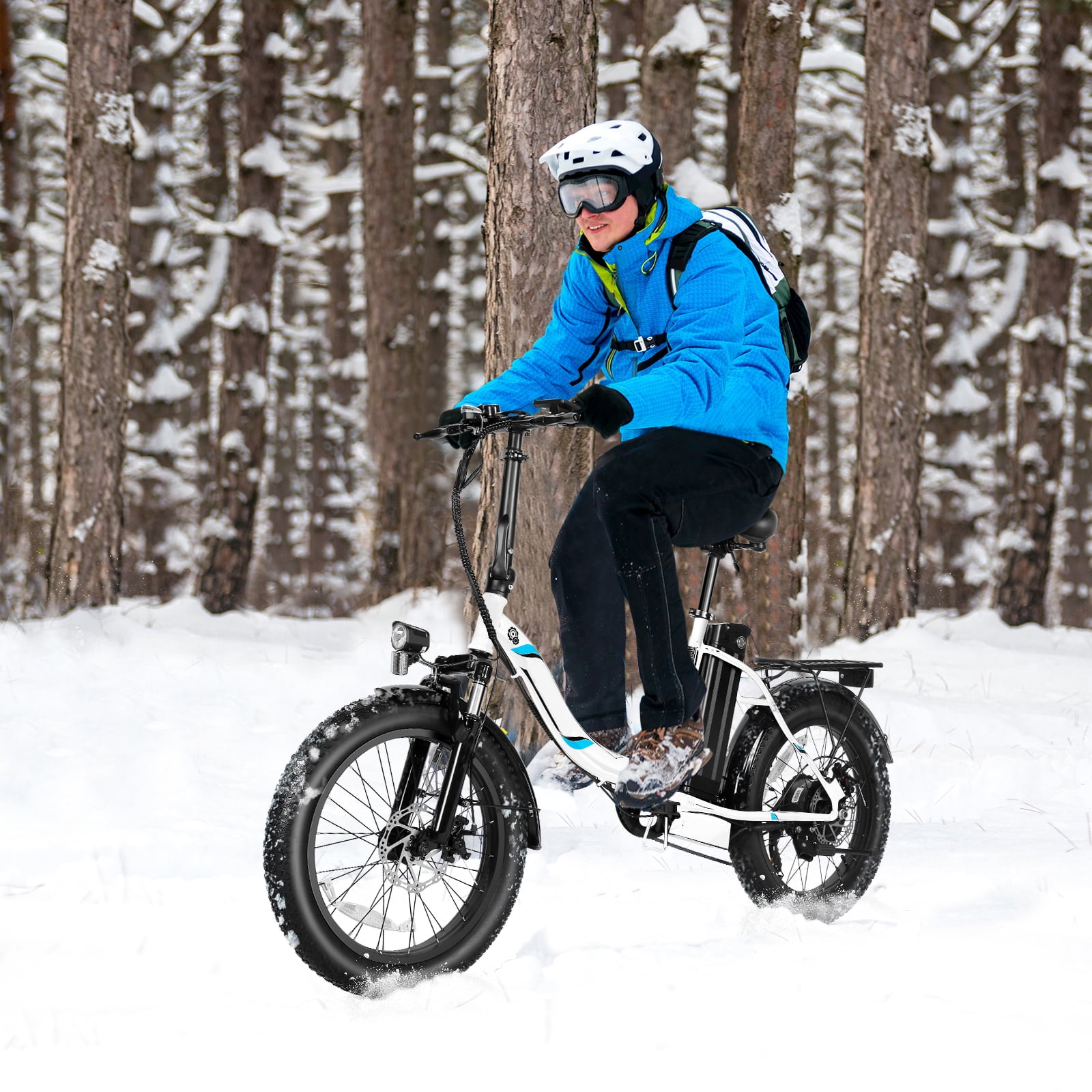 Elifine 500W Foldable Electric Bike, 20" x 3.0" Fat Tire Electric Bicycle Max. 19.8mph Commuter Ebike, 48V 10.4Ah Removable Battery UL 2849 with 5 Riding Modes Electric Bike for Men Women Senior