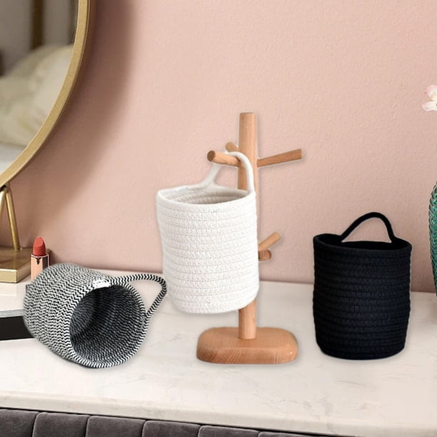 Xihbxyly Cesta de Almacenamiento de Cuerda Natural, Elegante Diseño de Pared, Material Suave y Sin Químicos, Ideal para Organizar El Hogar, Decoración Multiestilo, Almacenamiento Versátil para Artícu