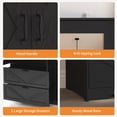 thumbnail image 4 of UZUGUL Black 3-Door Wardrobe Farmhouse Built-in Mirror USB Sensor Light 2 Drawers, 4 of 7
