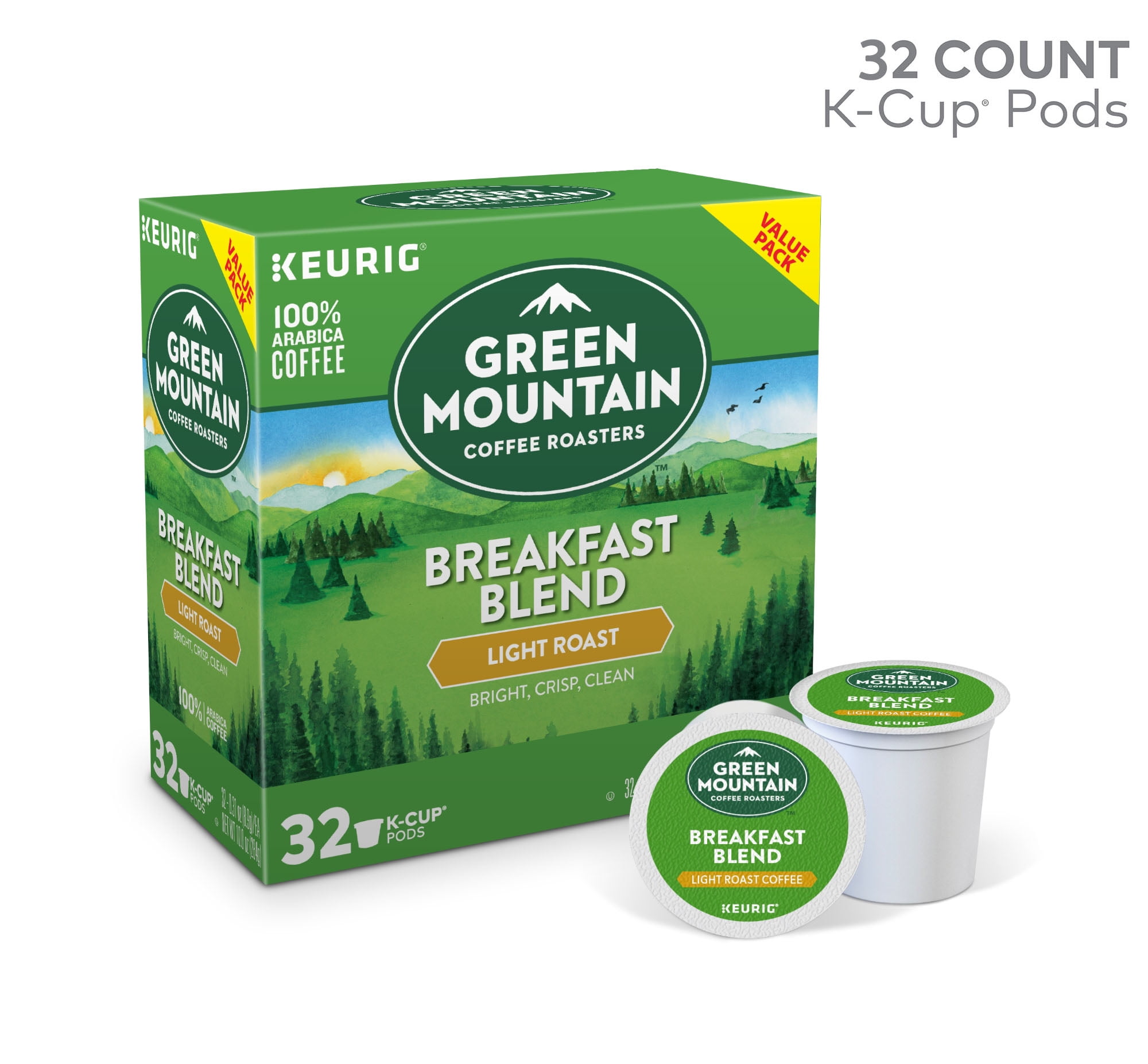 Green Mountain Coffee Breakfast Blend KCup Pods, Light Roast, 32 Count