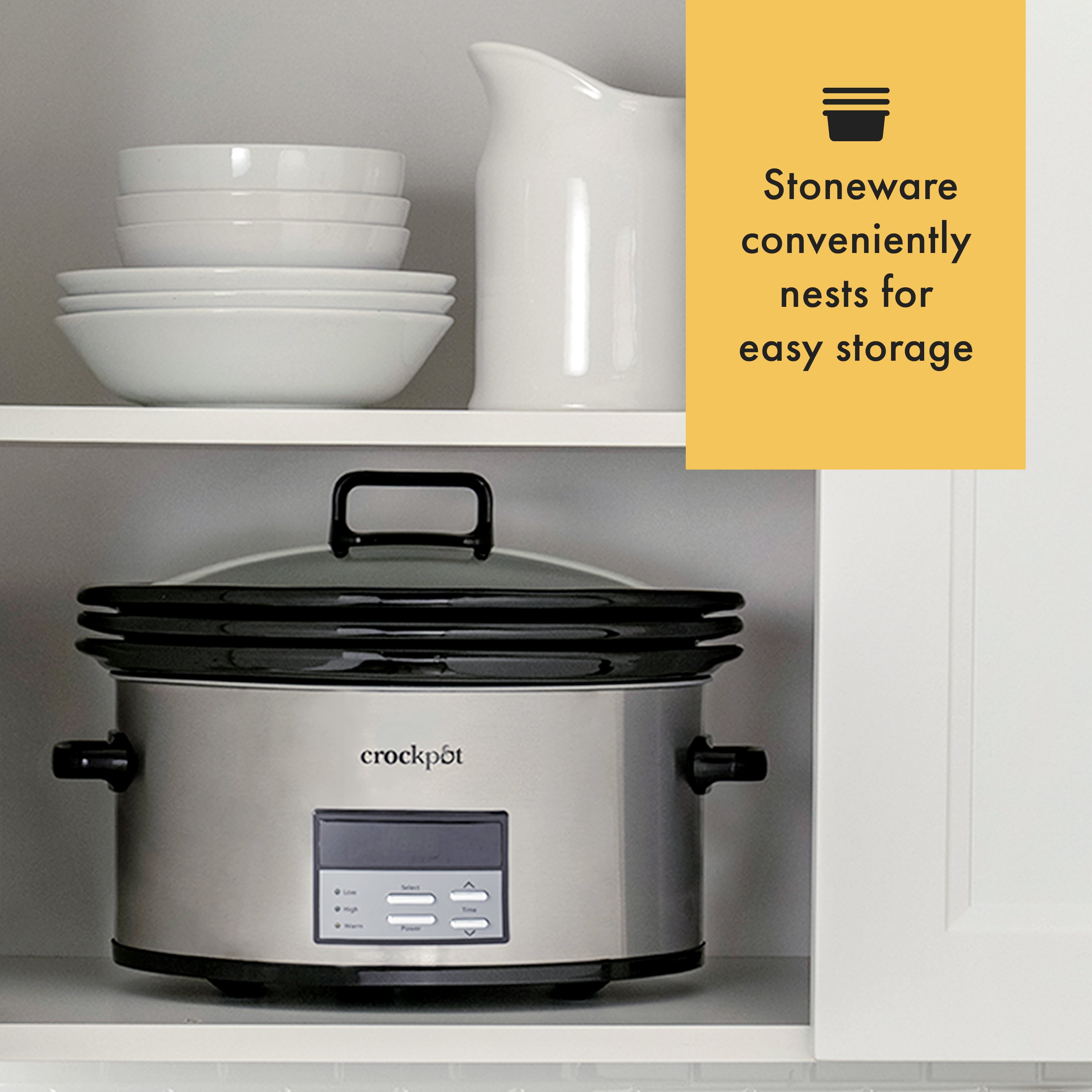  Crock-Pot Choose-a-Crock 6 Quart and Split 2.5 Quart Double Slow  Cooker and Food Warmer, Programmable Slow Cooker with Timer, Stainless  Steel: Home & Kitchen